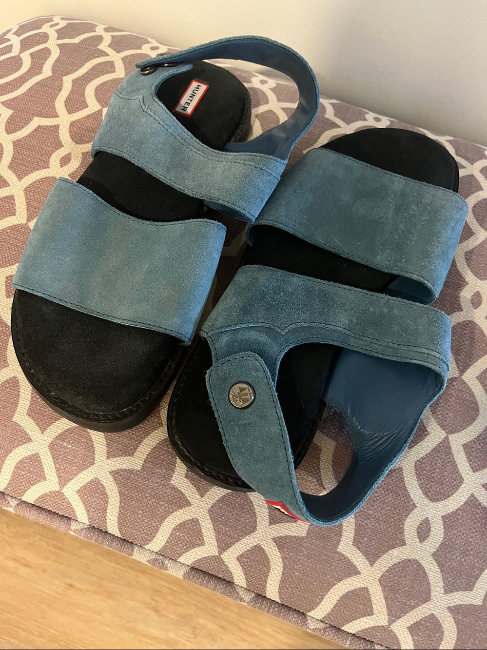 HUNTER-Original Leather Sandals-Blue Suede Sport-SZ 11.5/12 Woman-Near Mint